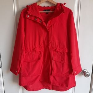 J Crew Red Petite Perfect Rain Jacket Size MP